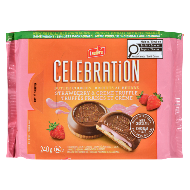 Leclerc Celebration Butter Cookies Strawberry & Creme Truffle