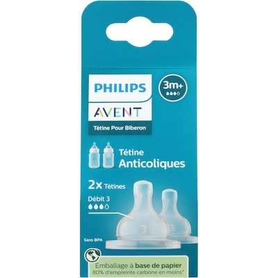 Phillips Tétine pour biberon anticoliques débit 3 3m+ 2 ea, 4,75 $/1ch