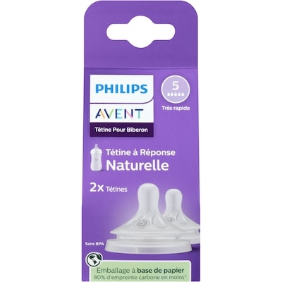 Phillips Tétine pour biberon tétine à réponse naturelle 5 très rapide 2 ea, 5,00 $/1ch