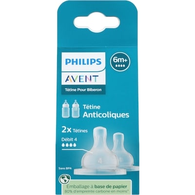 Phillips Tétine pour biberon anticoliques débit 4 6m+ 2 ea, 4,75 $/1ch
