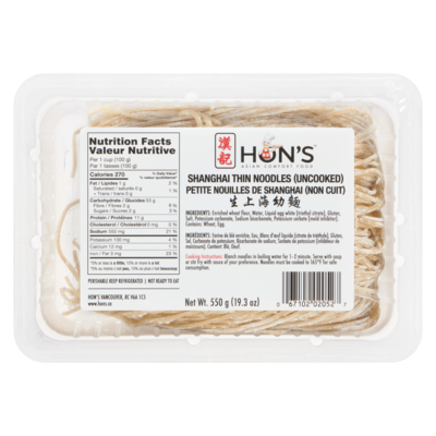 Hon's Shanghai Thin Noodles Uncooked 550 g, $0.73/100g