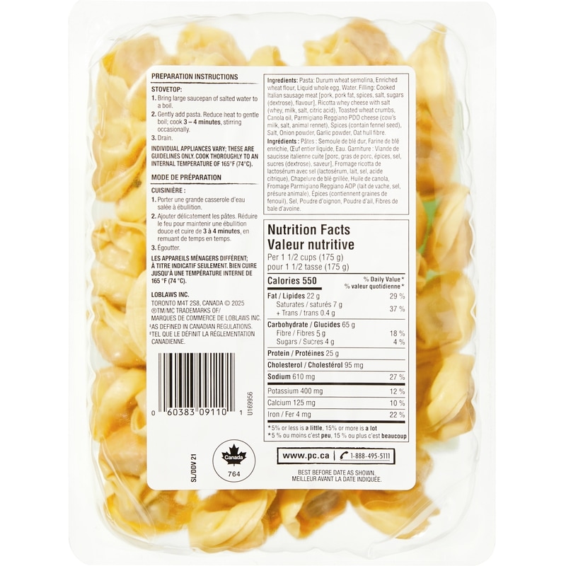 Flavour Explosion Italian Sausage Tortelloni Filled Pasta