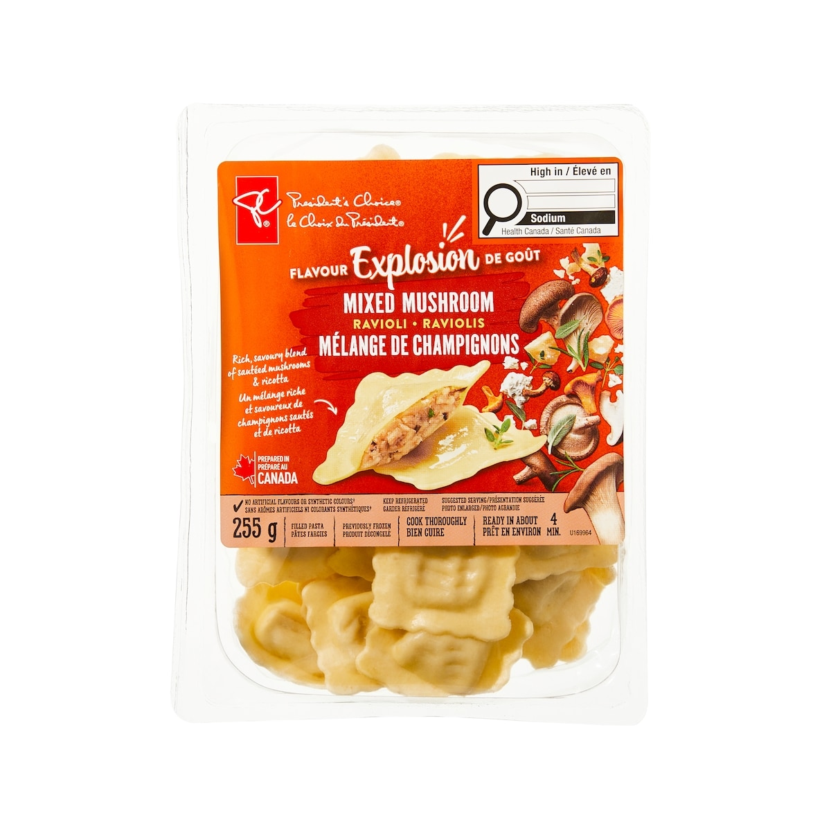 President's Choice Mixed Mushroom Ravioli 255 g, $1.96/100g