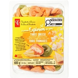 President's Choice Flavour Explosion Three Cheese Rainbow Tortelloni Filled Pasta 255 g, $1.96/100g