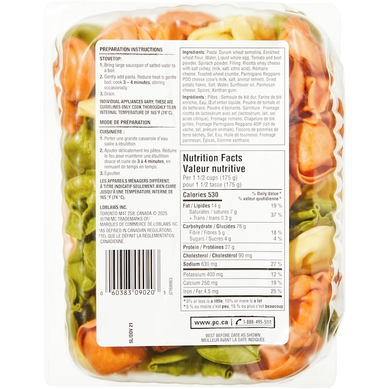 Flavour Explosion Three Cheese Rainbow Tortelloni Filled Pasta