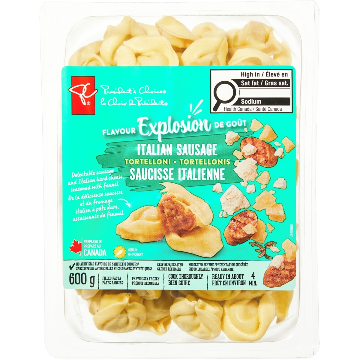 le Choix du Président Tortellonis saucisse italienne Explosion de goût 600 g, 1,50 $/100g