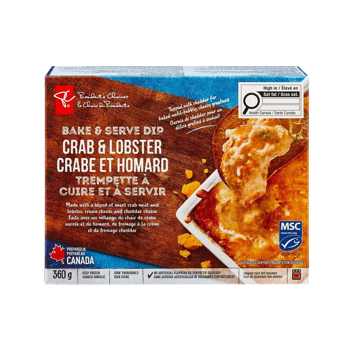 President's Choice Crab and Lobster Bake and Serve Dip 360 g, $2.91/100g