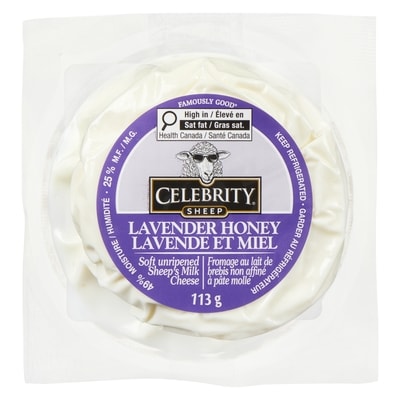 Celebrity Soft Unripened Sheep's Milk Cheese Lavender Honey 25 % M.F. 113 g, $5.74/100g
