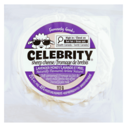 Celebrity Soft Unripened Sheep's Milk Cheese Lavender Honey 25 % M.F. 113 g, $5.74/100g