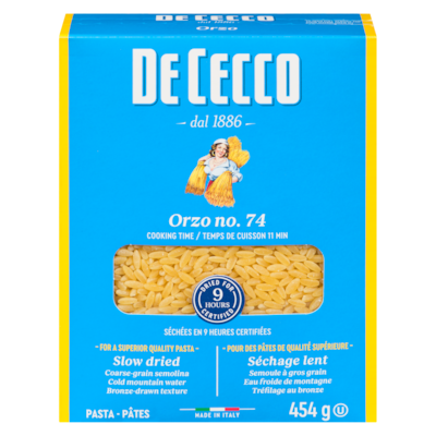 De Cecco Durum Wheat Semolina Pasta Orzo No. 74 454 g, $0.66/100g