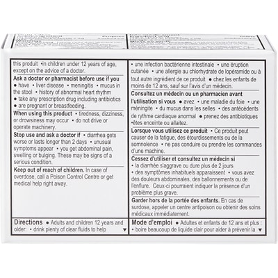 Soulagement de la diarrhée en gélules liquides, 6 gélules à 2 mg