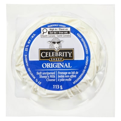 Celebrity Soft Unripened Sheep's Milk Cheese Original 25 % M.F. 113 g, $5.74/100g