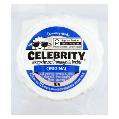 Celebrity Fromage au lait de brebis non affiné à pâte molle original 25 % m.g. 113 g, 5,74 $/100g