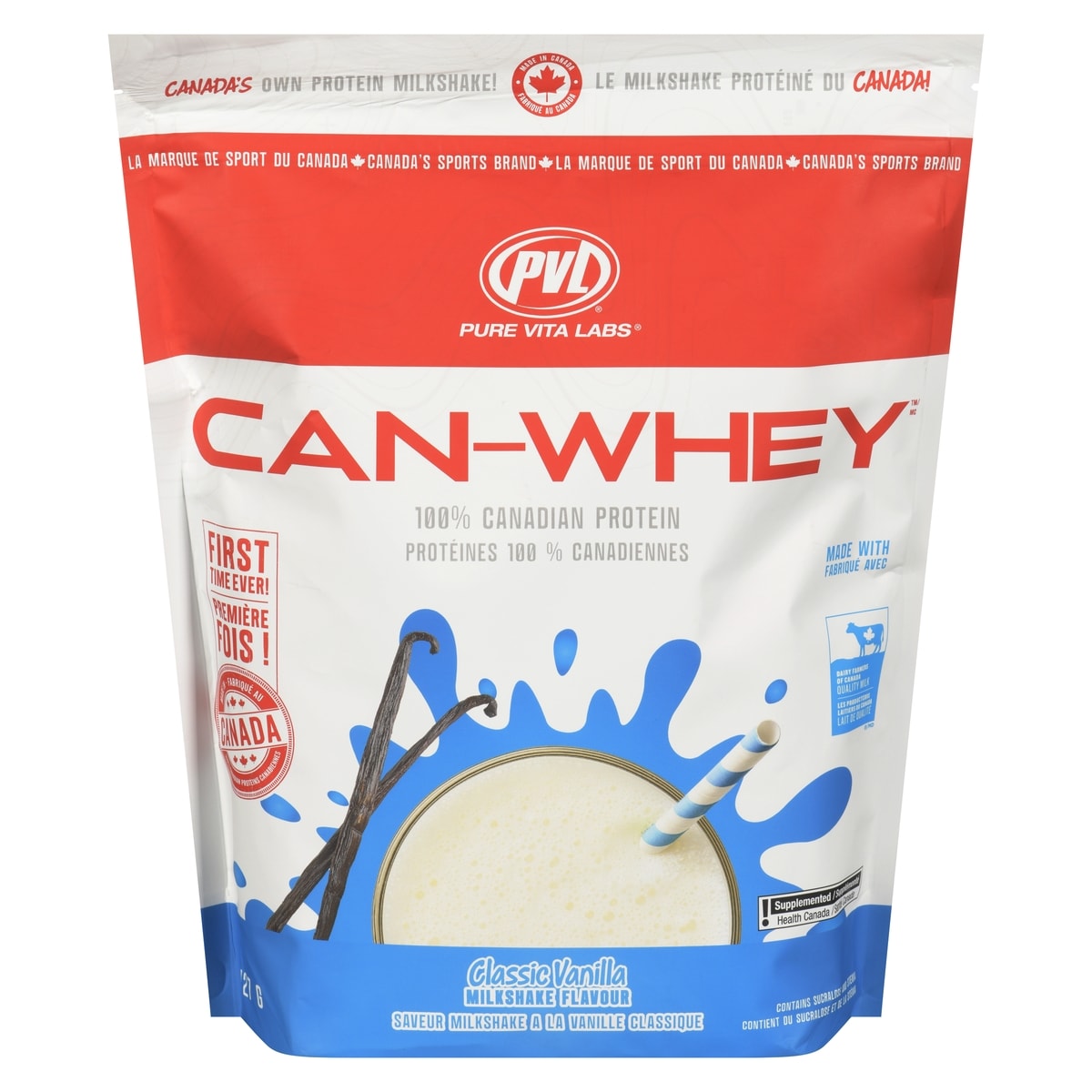 PVL Essentials Protéines 100 % canadiennes saveur milkshake a la vanille classique 727 g, 5,36 $/100g