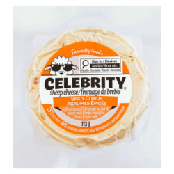 Celebrity Soft Unripened Sheep's Milk Cheese Spicy Citrus 25 % M.F. 113 g, $5.74/100g