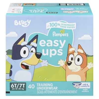 Pampers Sous-vêtements d’entraînement Easy Ups, taille 7 (6T/7T, garçons, 40 sous-vêtements 40 ea, 0,67 $/1ch