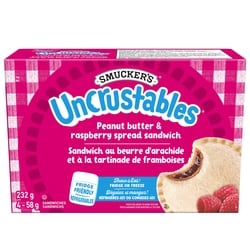 Smuckers Uncrustables Peanut Butter & Raspberry Spread Sandwich 4 Sandwiches 4x58.0 g, $2.16/100g