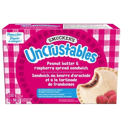 Smuckers Peanut Butter & Raspberry Spread Sandwich 4x58.0 g, $2.58/100g