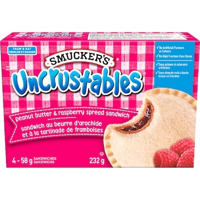 Smuckers Peanut Butter & Raspberry Spread Sandwich 4x58.0 g, $2.58/100g