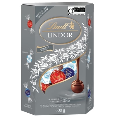 Lindt Boîte cornet Truffes LINDOR assorties au chocolat, Édition limitée 600 g, 4,67 $/100g