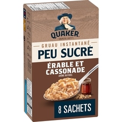 Quaker Gruau instantané Peu sucré saveur Érable et cassonade (8 sachets) 232 g, 2,06 $/100g