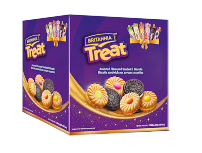 Britannia Treat Assorted Flavoured Sandwich Biscuits 1.6 kg, $0.81/100g