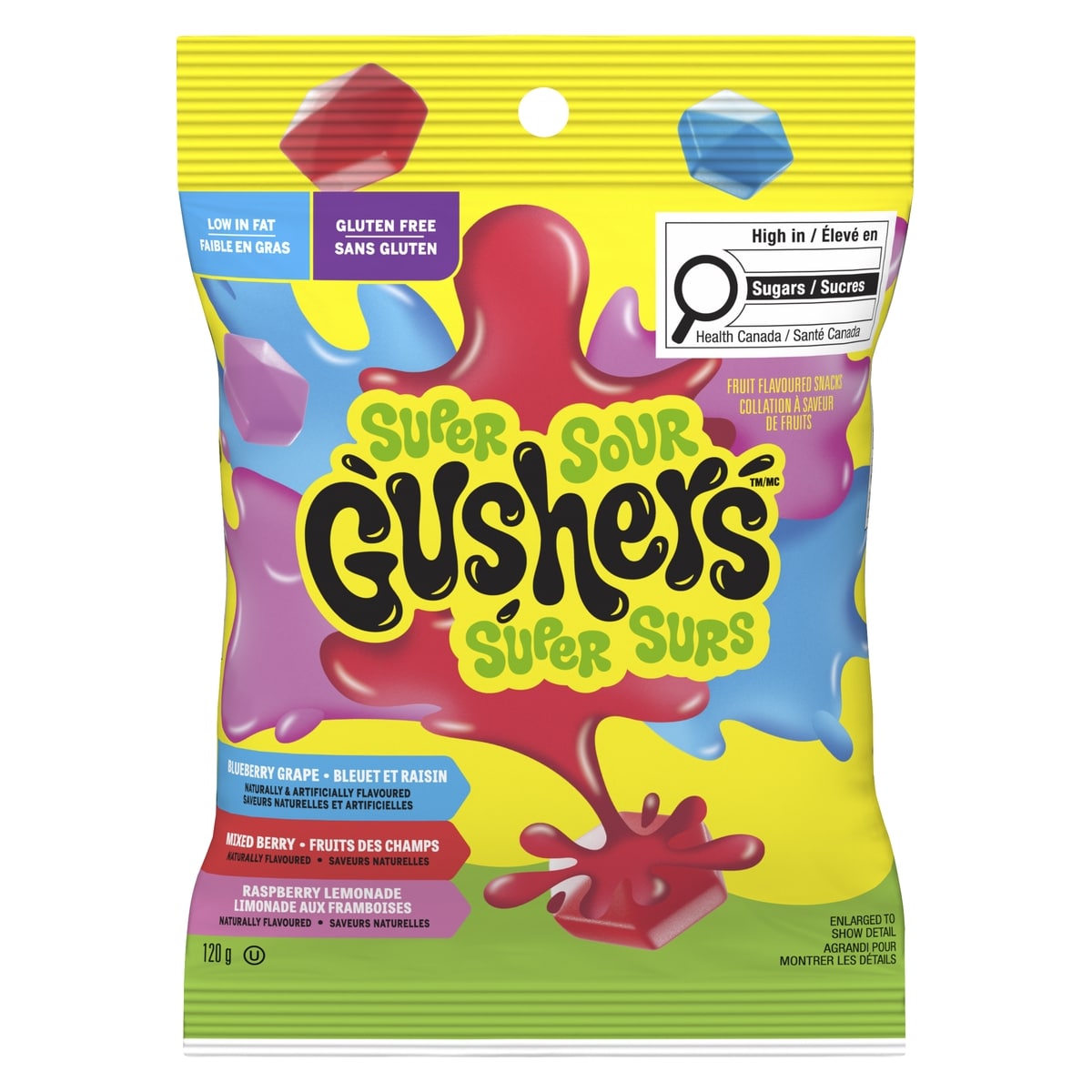 Betty Crocker Super Sour Gushers, Gluten Free Fruit Flavoured Snack  120 g, $2.50/100g