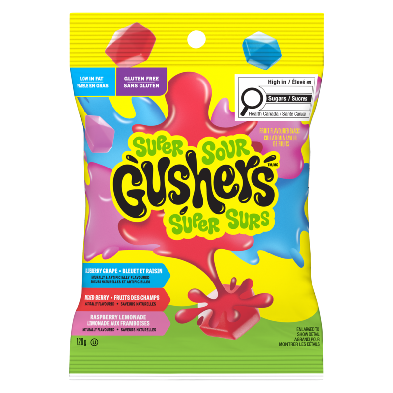 Super Sour Gushers, Gluten Free Fruit Flavoured Snack