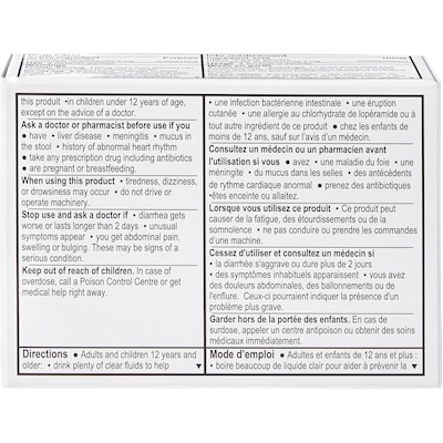 Soulagement de la diarrhée en gélules liquides, 24 gélules à 2 mg
