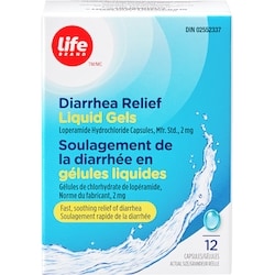 Life Soulagement de la diarrhée en gélules liquides, 12 gélules à 2 mg 12 ea, 0,25 $/1ch