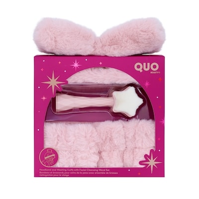 Quo Beauty Headband & Washing Cuffs with Facial Cleansing Wand Set 1 ea, $12.60/1ea