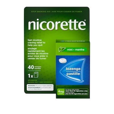 Nicorette Menthe pastilles de 4 mg 40 ea, 0,62 $/1ch