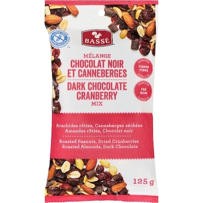 Basse Dark Chocolate Cranberry Mix 125 g, $1.99/100g