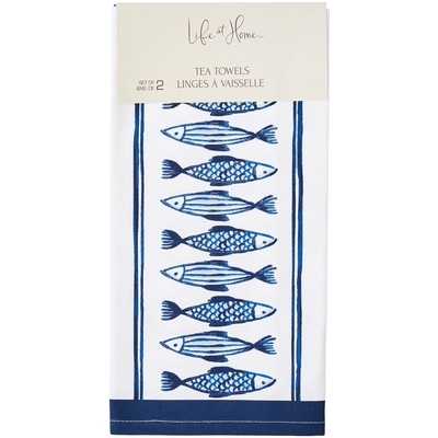 Life at Home Lot de 2 linges à vaisselle en coton – sardines 1 ea, 10,00 $/1ch