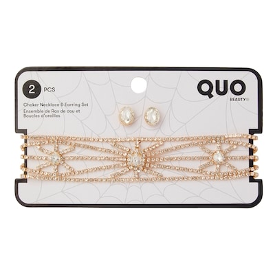 Quo Beauty Web Chain Choker/Stud Ear Gold 1 ea, $9.00/1ea