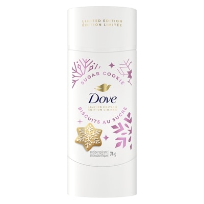 Dove Antisudorifique Édition Limitée Friandises des Fêtes Parfum Biscuit Sucré avec Paillettes - Protection contre la transpiration et les odeurs pendant 72 heures 74 g, 10,81 $/100g