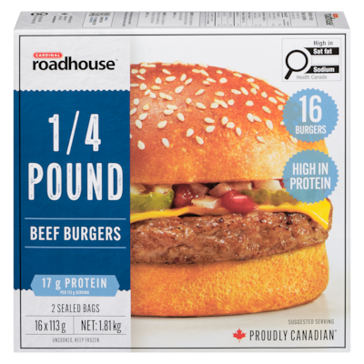 Cardinal Beef Burgers 1/4 Pound Club Pack 1.81 kg, $1.93/100g