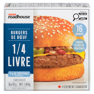 Cardinal Burgers de bœuf 1/4 livre format club 1.81 kg, 1,93 $/100g
