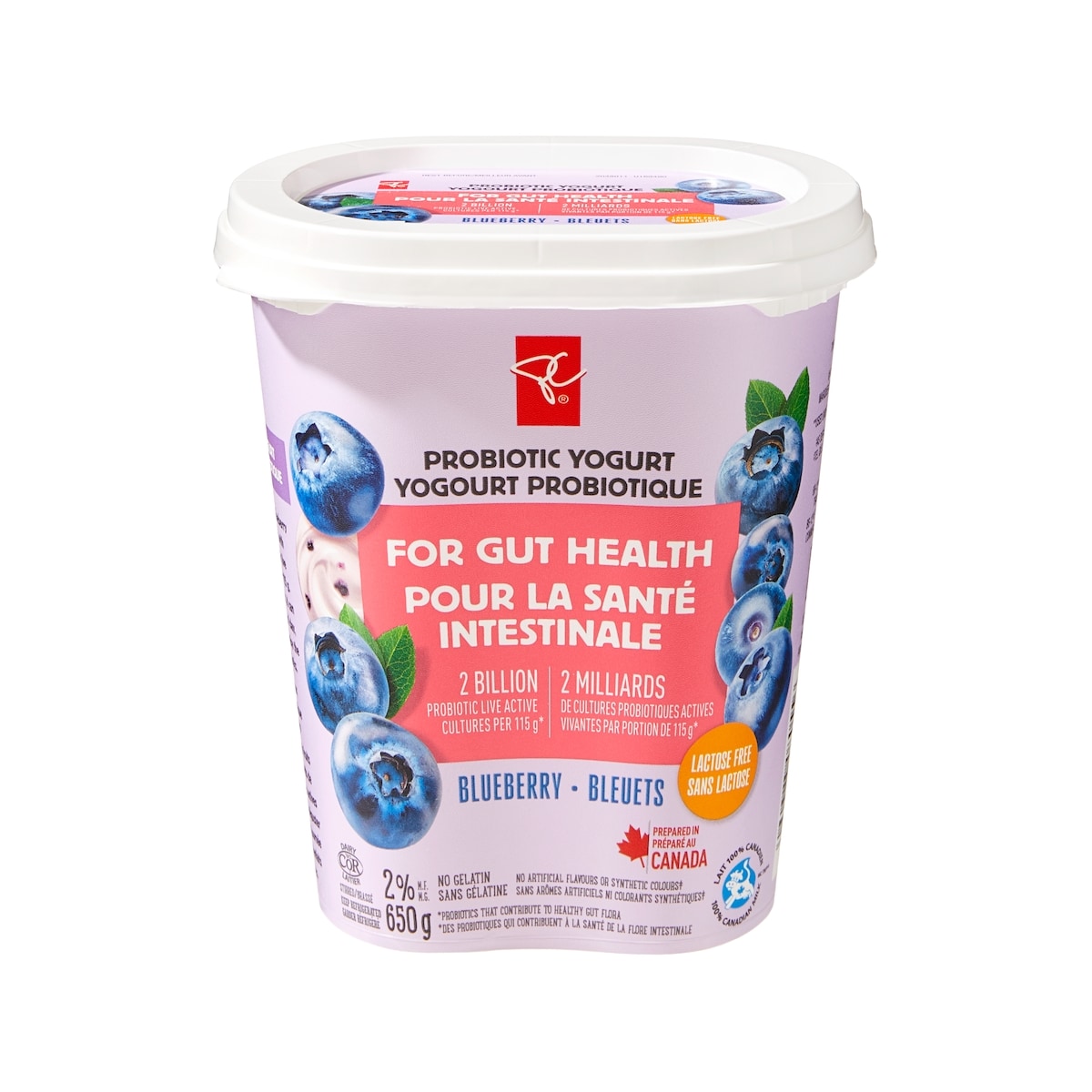 le Choix du Président Yogourt probiotique aux bleuets 650 g, 0,54 $/100g