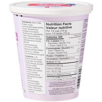 Yogourt probiotique sans lactose aux bleuets