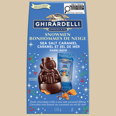 Lindt Dark Chocolate Sea Salt Caramel Snowman Bag 116 g, $9.47/100g