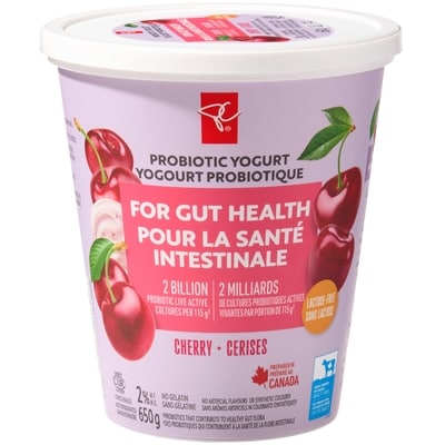 President's Choice Lactose-Free Cherry Probiotic Yogurt 650 g, $0.54/100g