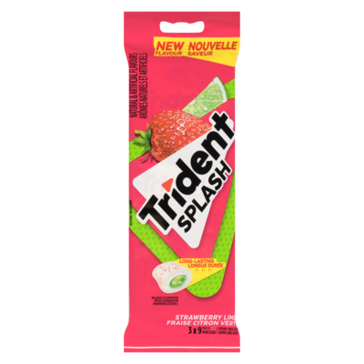 Trident Gomme Splash fraise-citron vert 3 ea, 1,60 $/1ch