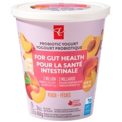 President's Choice Lactose-Free Peach Probiotic Yogurt 650 g, $0.54/100g
