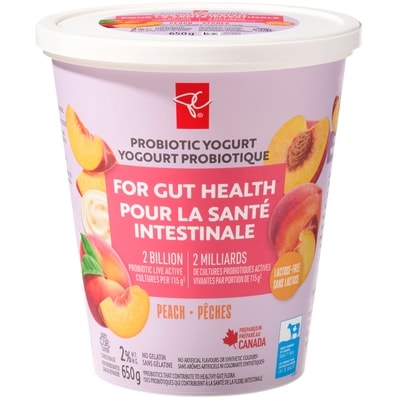 le Choix du Président Yogourt probiotique sans lactose aux pêches 650 g, 0,58 $/100g