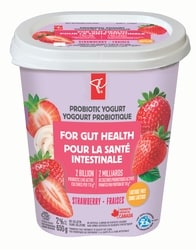 President's Choice  Strawberry Probiotic Yogurt 650 g, $0.54/100g