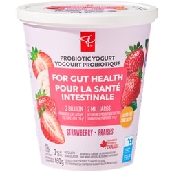 President's Choice Lactose-Free Strawberry Probiotic Yogurt  650 g, $0.69/100g