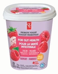 President's Choice Raspberry Probiotic Yogurt 650 g, $0.54/100g