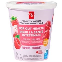 President's Choice Lactose-Free Raspberry Probiotic Yogurt  650 g, $0.69/100g
