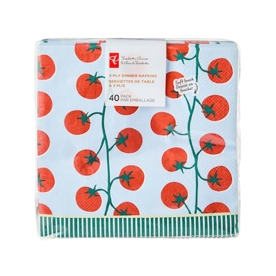 President's Choice 3 Ply Dinner Napkins 40 Pack - Tomatoes 40 ea, $0.13/1ea